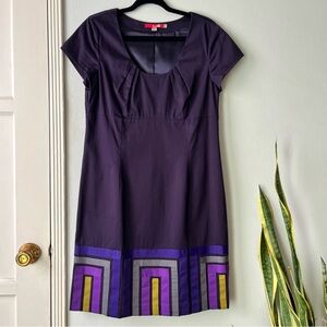 Boden•geometric•navy/purple sheath dress•sz 10